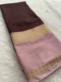 Crepe Silk Sarees in Gold weaving and Big Bentex Border,, comes in checkered pattern and contrast blouse piece 🌹