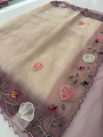Faded Organza work Fancy appliqués -M24