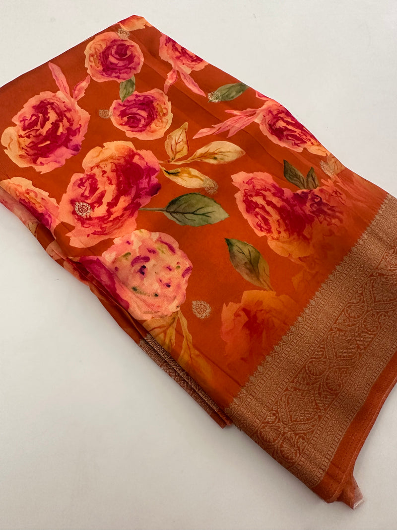Viscose Digital Print Saree-J29
