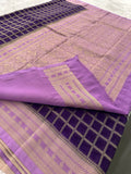 Premium Georgette Sarees In Checks Zari and Small Border with Contrast Blouse Piece 🌹-JU18