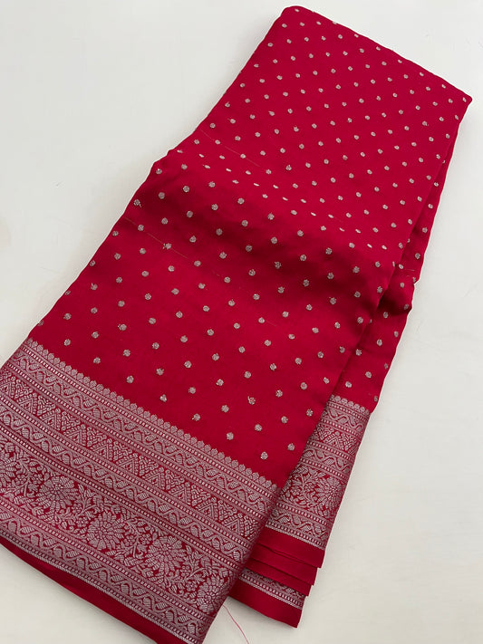 Ju9 Banarasi Crepe Silver