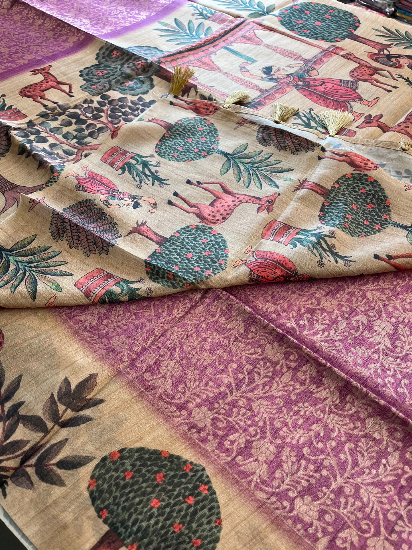 Premium Tussar Crape brocade