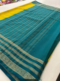Semi Mysore Silk Checks Saree with Butta-AU16