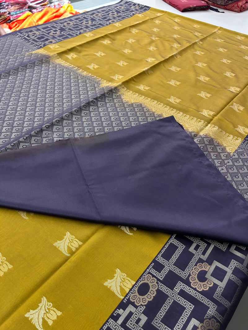 Semi Kanchi Soft Silk In 3 beautiful Color matching. 🌹-JU30