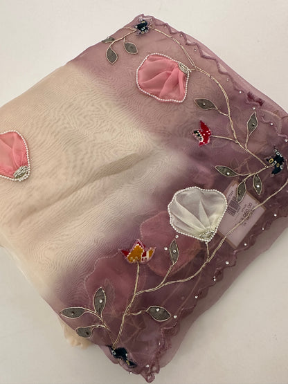 Faded Organza work Fancy appliqués -M24