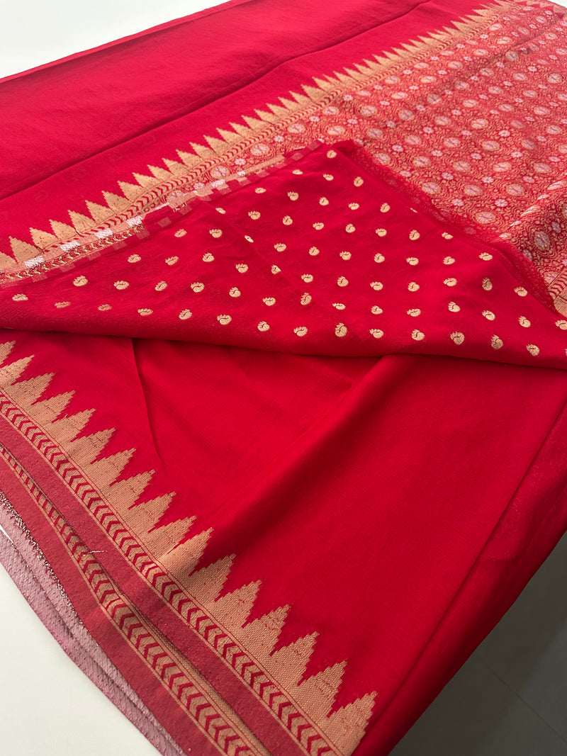 Designer Saree - Red Crepe Georgette JU17