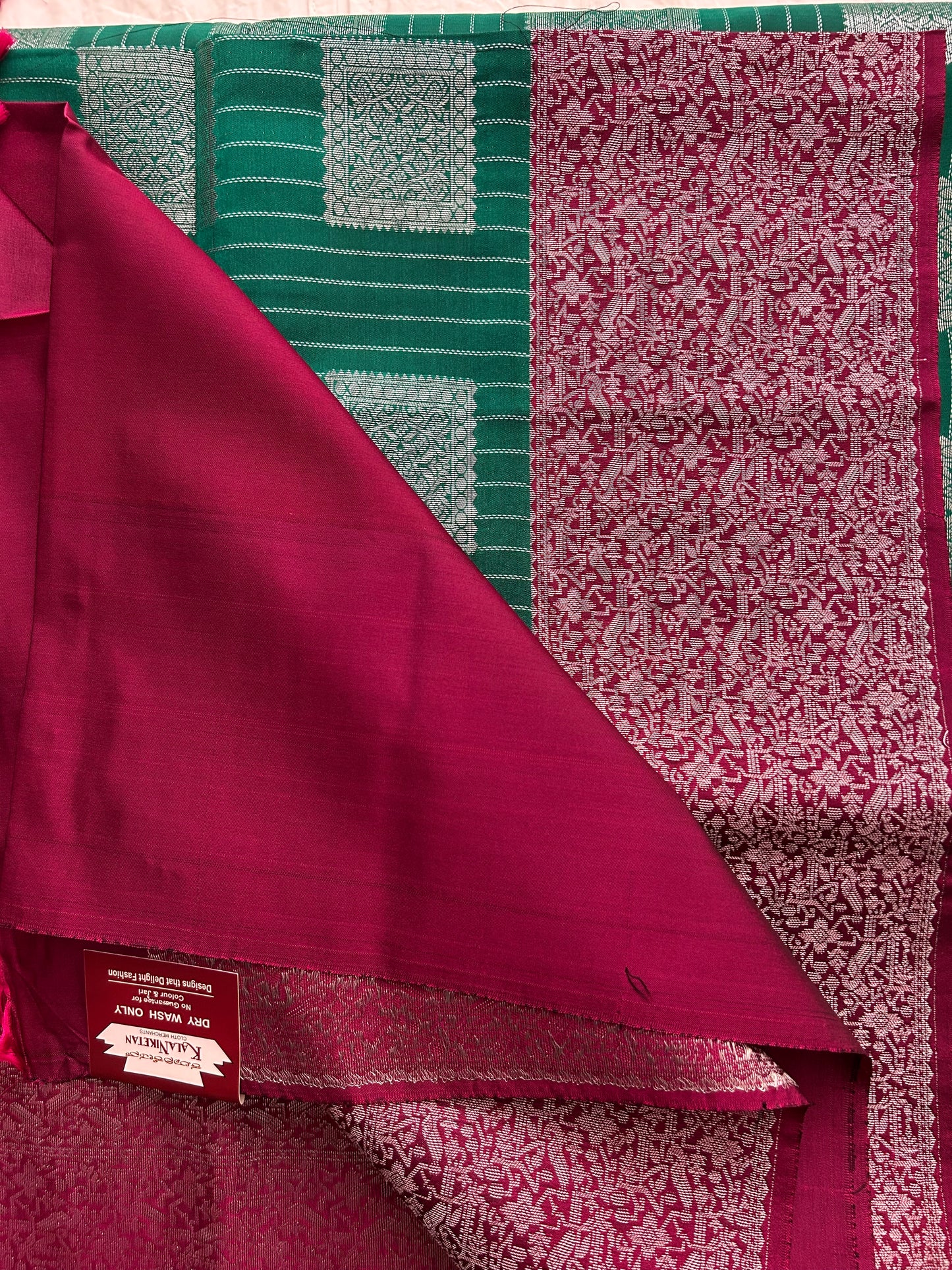 Ananta semi silk saree-peacock blue X Cherry Red