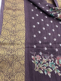 Crush Crape Chiffon Printed Sarees With self Butti Printed Blouse Piece🌹- J29