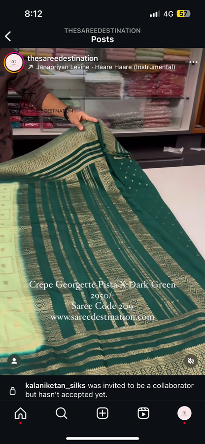 209 CREPE GEORGETTE PISTA X DARK GREEN