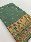 Pista Green Pure Tussar Paithani Designer Saree - AU12