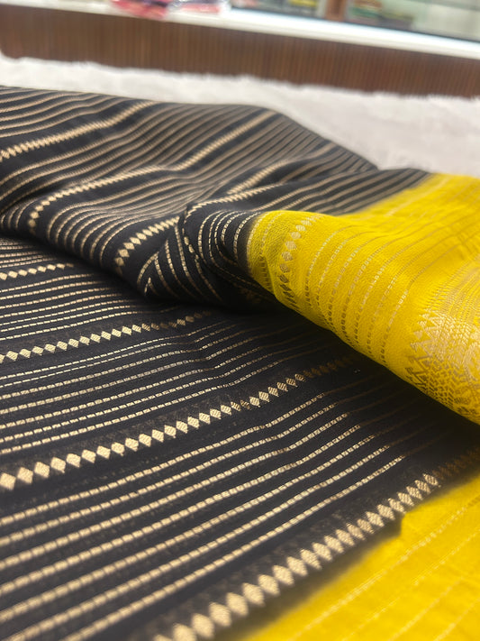 Striped Contrast Semi Mysore Silk