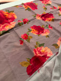 Digital Printed Premium Viscose Sarees In Big Floral Prints and Plain Self Blouse with Gold Weaving Border and and Rich Weaving Pallu🌹JU27