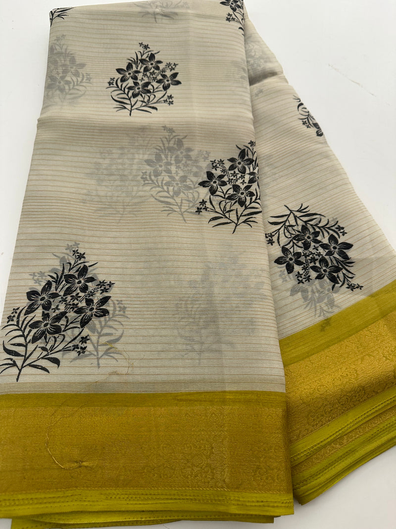 Fancy Cotton Chiffon Saree-J1