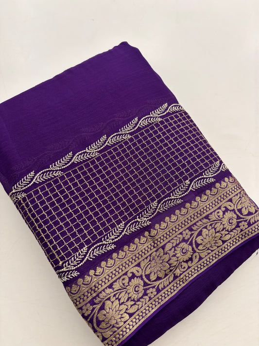 Designer soft Chinnon full embroidery
