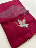 Tussar Premium With Weaving Flamingo Buttas-M21