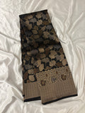 JU18 - Black Floral Soft Silk Designer Saree
