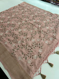 🌹Tussar Silk Sarees in Full Embroidery Work With Self Pattern Blouse 🌹
JU23