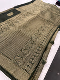 Olive x Yellow Tussar Designer Saree with Mango Butta All Over JU24