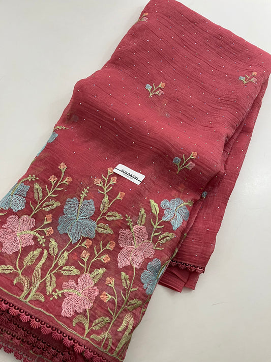 Ju9  Soft Organza Embroidery