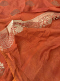 Laser Chiffon Saree Rust Orange Shade- JU17