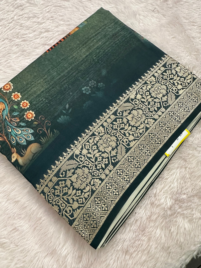 Kalamkari Printed Crape-JU14