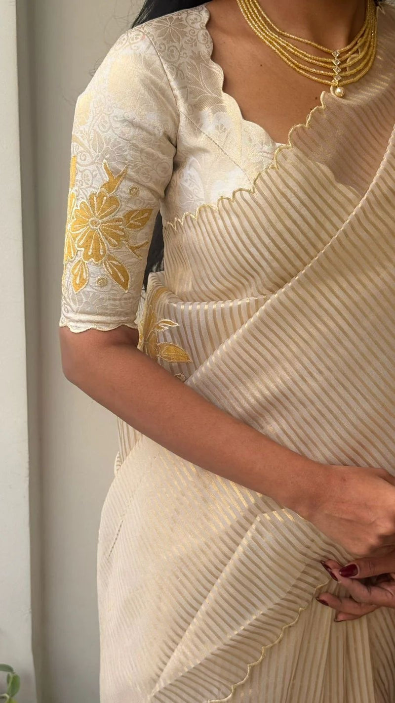 Applique Turkish Organza Saree