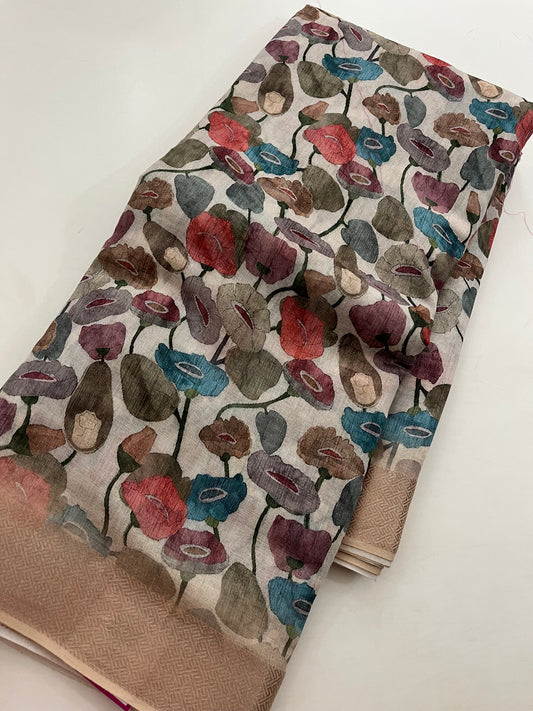 Ju7 Digital soft cotton printed saree