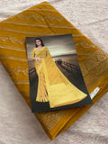 Premium Laser Chiffon Saree – Yellow AU26