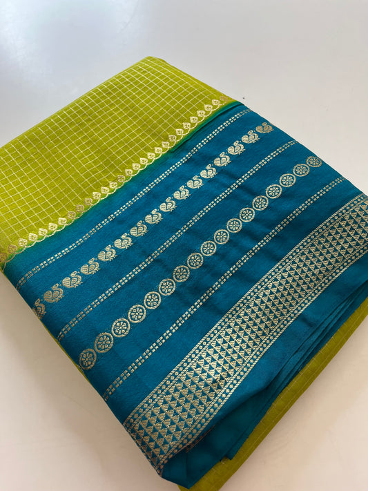 Crape Banarasi Checks Contrast