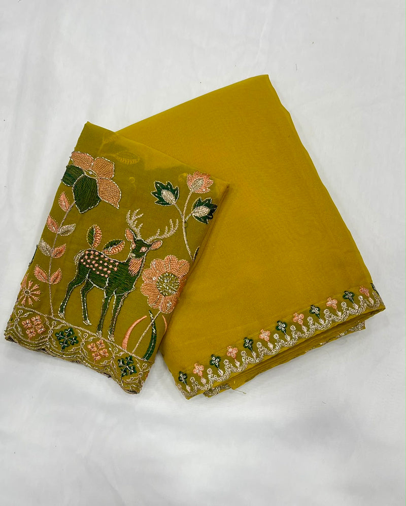 Rangoli silk Saree with Multi Emrodiry sequins Work With Embroidery Beautiful blouse