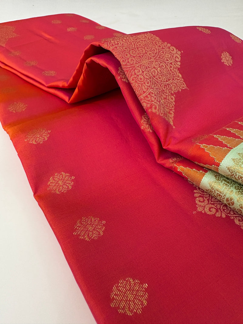 Silk Saree - Pink & Pista Green (CR21)