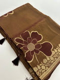 Light Brown Floral Designer Saree AU26