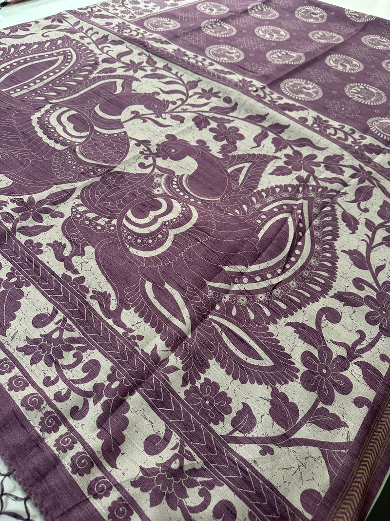 Kalamkari Tussar Printed-M26