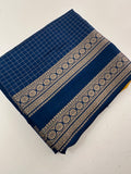 Banarasi crêpe sarees with contrast blouse piece🌹 comes in rich border and small Checks -AU6