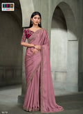 SW-1716 — ONION PINK SARTIN GEORGETTE SAREE & GEORGETTE WORK BLOUSE