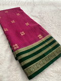 Semi Crepe Checks Saree - Magenta x Green AU25