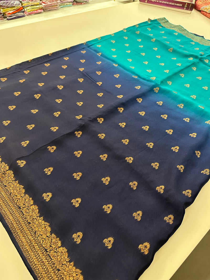 Dyed Crape Saree weaving, Butta, and weaving border🌹-AU2