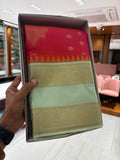 Silk Saree - Pink & Pista Green (CR21)