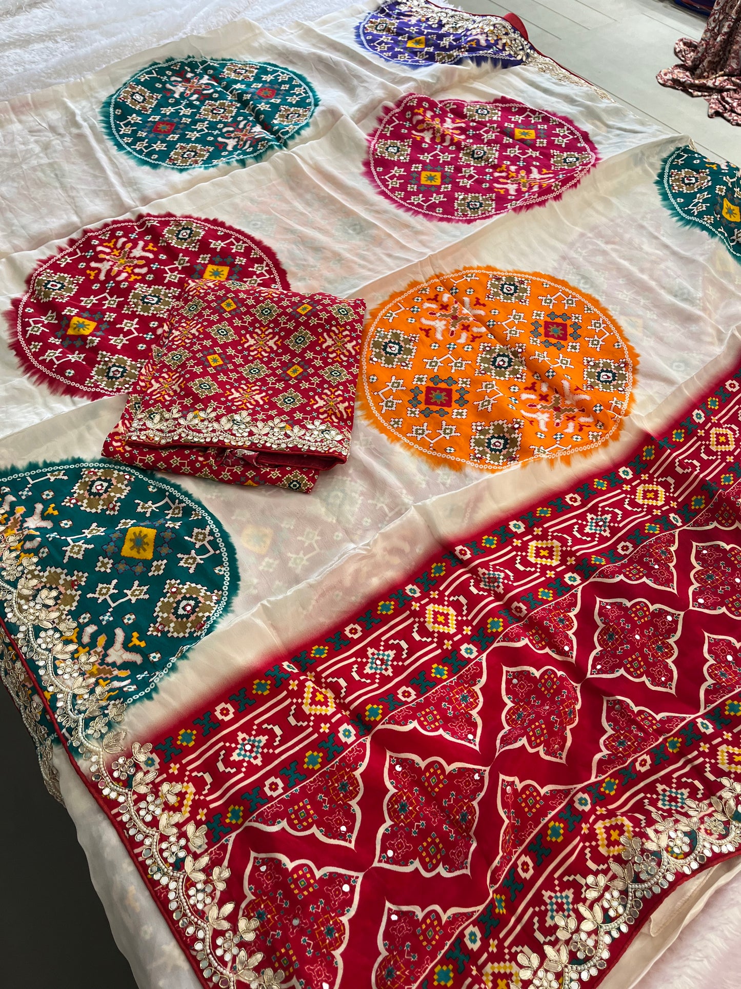 Bandhini Gota Work Gajji Silk Saree