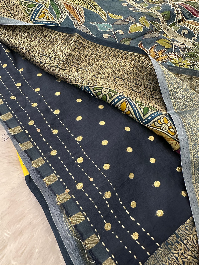 Katha Work Pure Chanderi Mul Saree🔥❣️-JU11