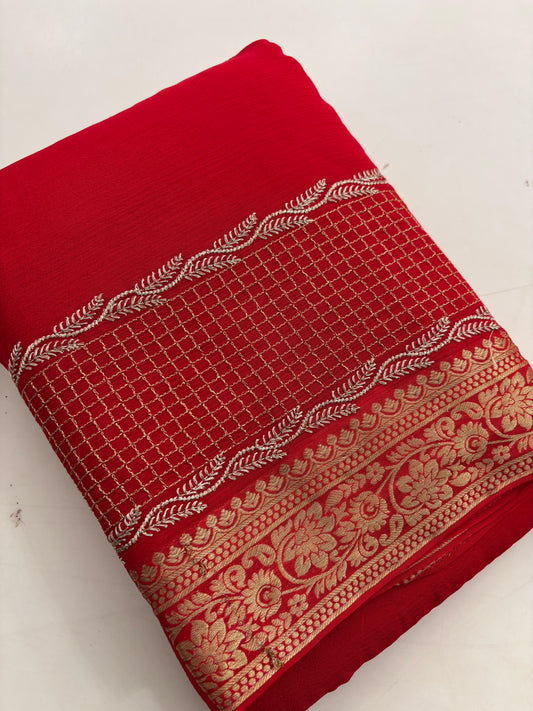 Designer soft Chinnon full embroidery