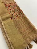Katha And Jari Border Embroidery Sarees,, Fabric-Crepe Tussar,, Katha Style Blouse Piece🌹-JU30