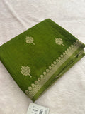 Olive Green Linen Heritage Designer Saree with Butta - AU18