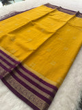 Semi Crepe Checks Saree - Yellow x Purple AU25