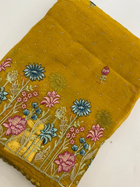 Organza Fancy Saree Embroidery