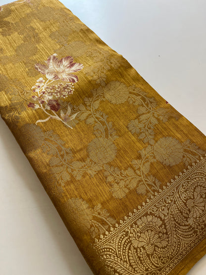 Tussar printed fancy