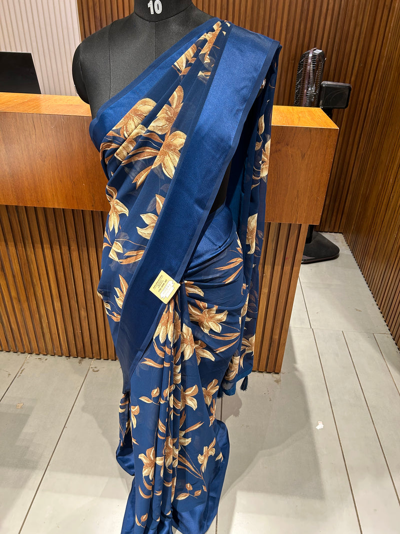 Premium daily wear printed chiffon sarees 🌹 JU26