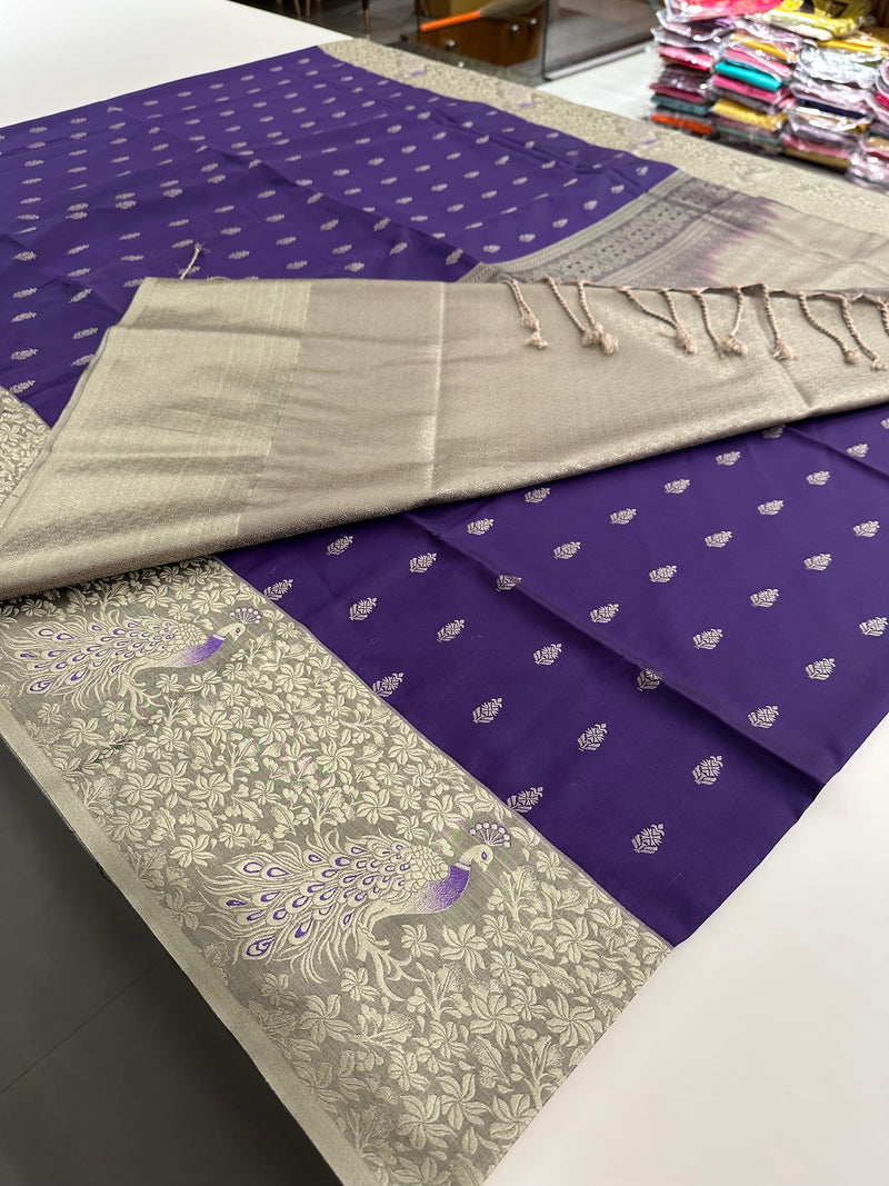 New Semi Soft silk Sarees From Kanchi in beatiful Borders -JU20