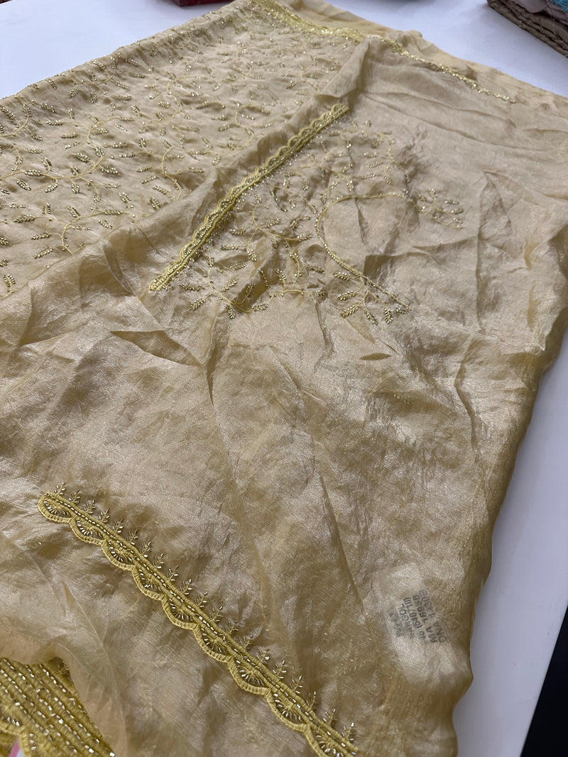 Soft marshmallow, organza fabric  pastel color sarees with work with work, self Blouse 🌹- AU17