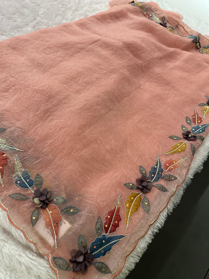 NEW PASTEL ORGANZA DESIGNER SAREE